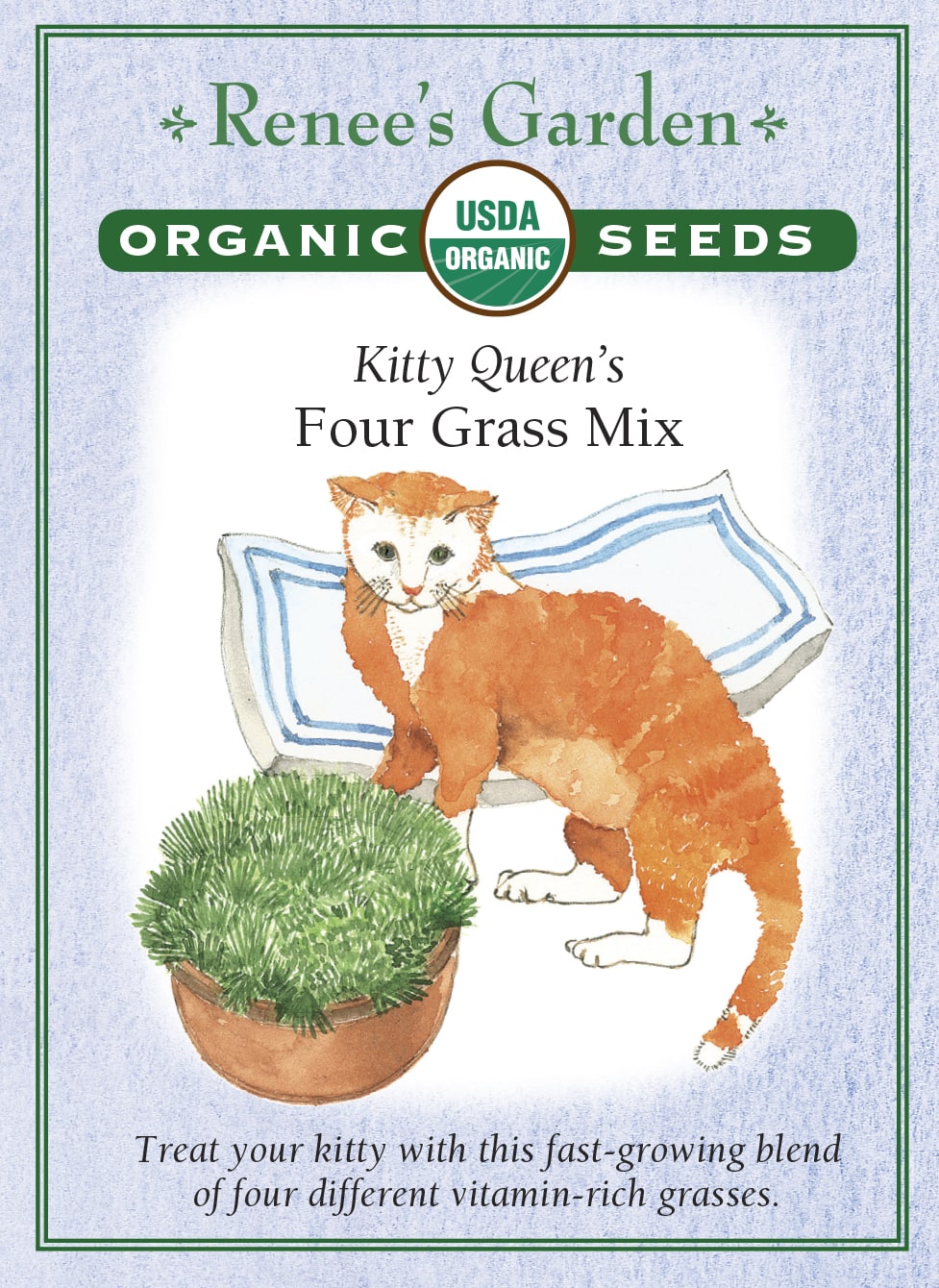 cat plant seeds Renee's Garden Kitty Queen's Four Grass Mix Seeds