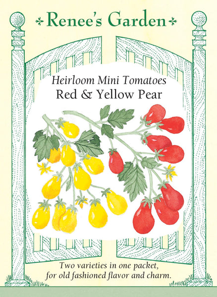 miniature tomato plant seeds Renee's Garden Heirloom Mini Tomatoes Red & Yellow Pear Seeds