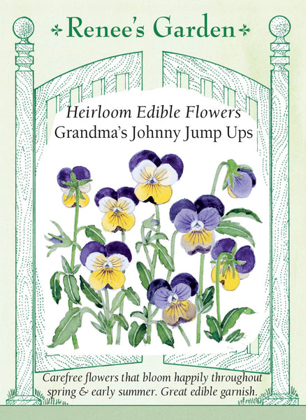 edible viola flower seeds Grandma's Johnny Jump Ups' Heirloom Edible Flowers – Renee's Garden